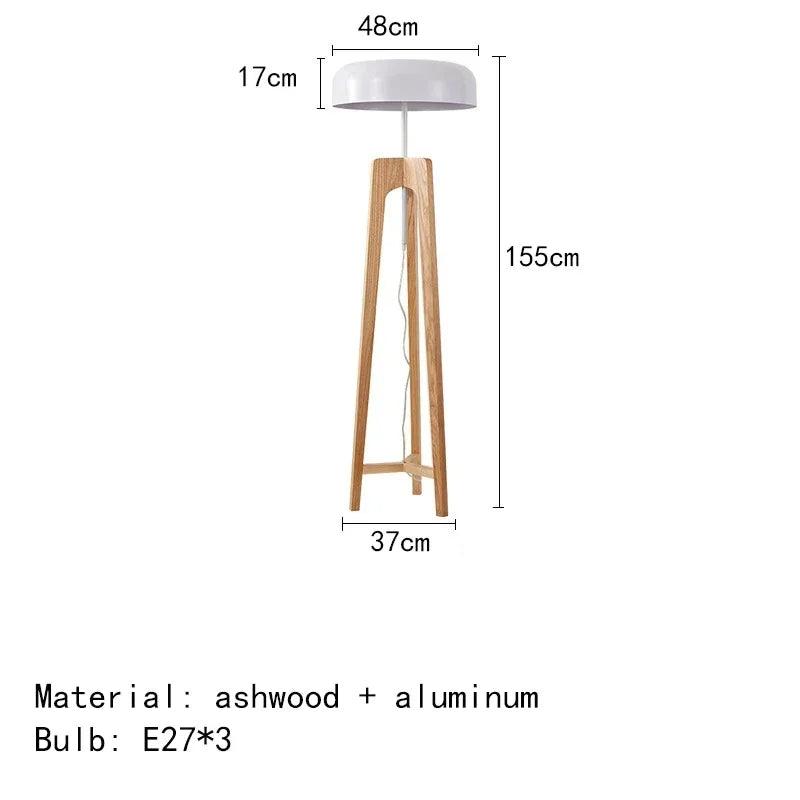 Modern Art Deco LED Floor Lamp, Solid Wood