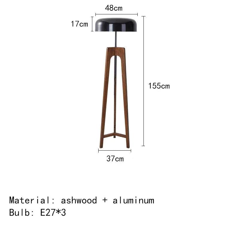 Modern Art Deco LED Floor Lamp, Solid Wood