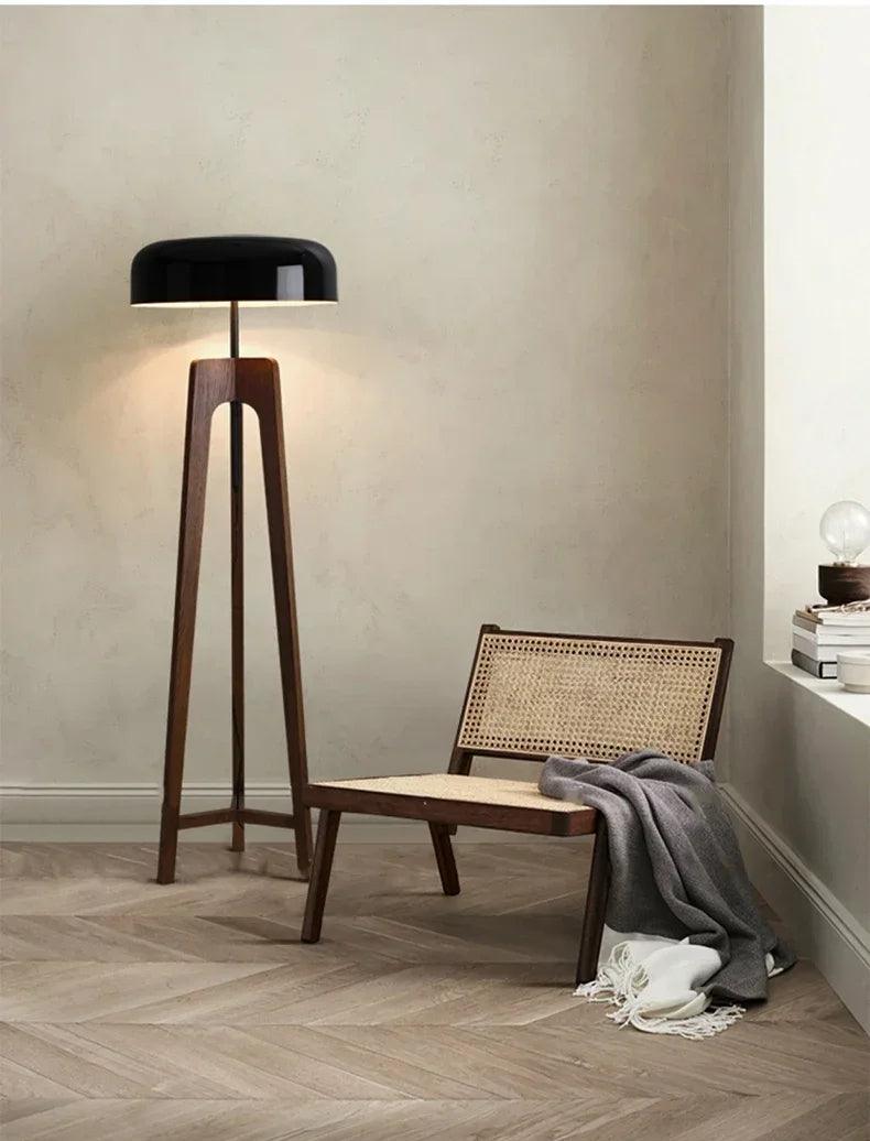 Modern Art Deco LED Floor Lamp, Solid Wood