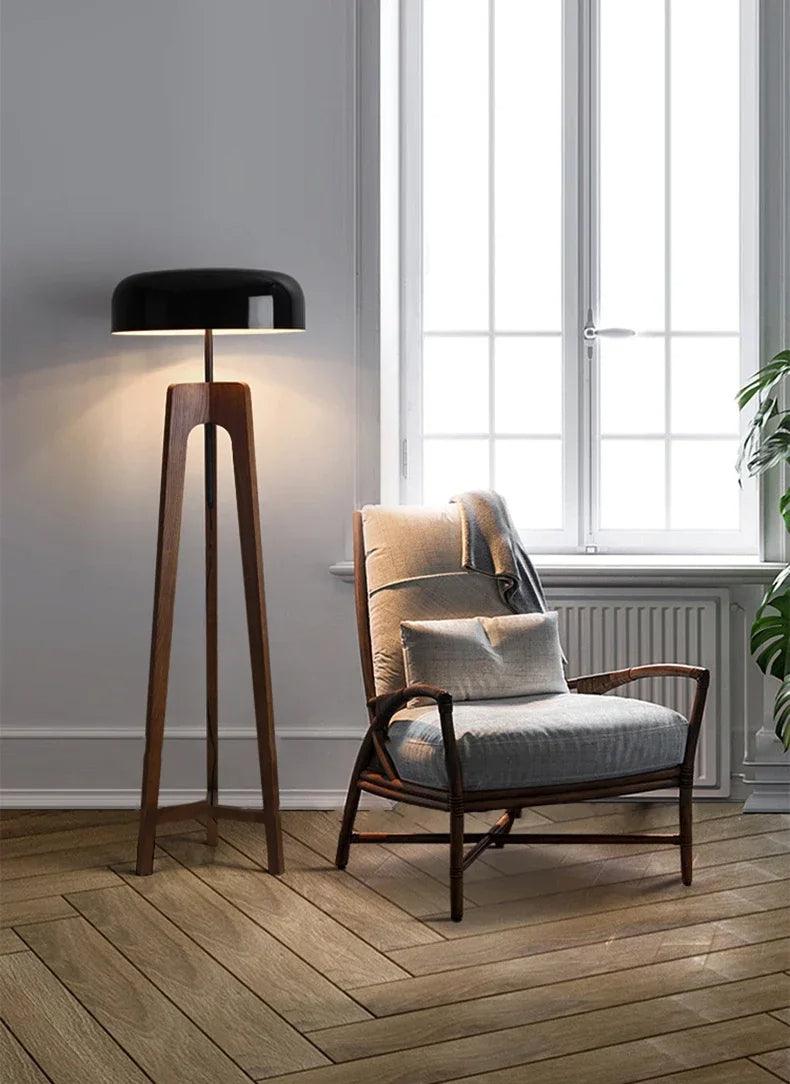 Modern Art Deco LED Floor Lamp, Solid Wood